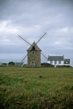 Old windmill in brittany Stock Photos
