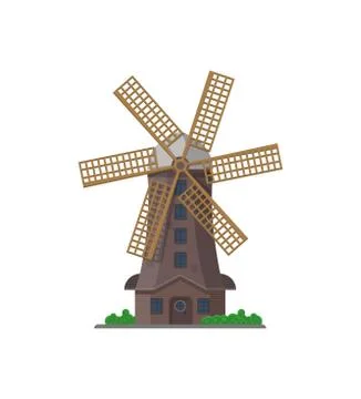 Old windmill building isolated icon Ilustración de archivo