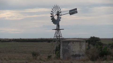 Old windmill on farmland Stock Footage 38387154