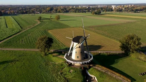 Old windmill for flour production in typical dutch landscape 動画素材 119439026