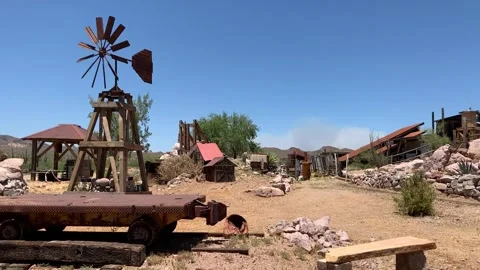 Old Windmill at Goldfield Ghost Town Apache Junction Arizona Stock Footage 132864163