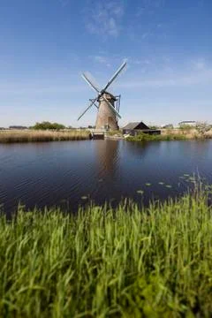 Old windmill, Kinderdijk in netherlands Free Stock Photos