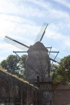 Old windmill in the medieval town Stock Photos