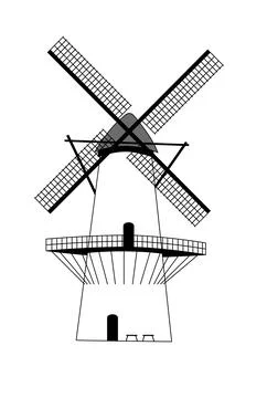 An old windmill from Nederland Stock Illustration