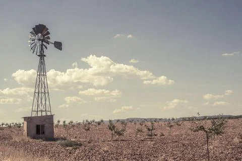 Old windmill Old windmill at blue cloudy sky ,model released, Symbolfoto C... Stock Photos