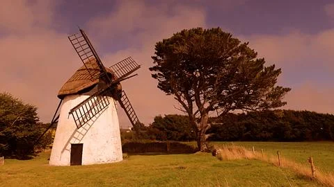 Old windmill is the only remaining complete windmill in Ireland Stock Photos