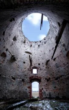 Old windmill ruins in winter Stock Photos