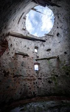 Old windmill ruins in winter Stock Photos