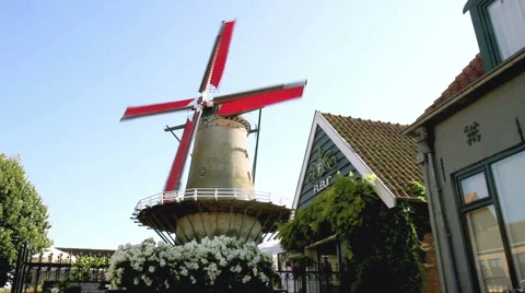 Old windmill in small Dutch town Sluis. Stock Footage 41603732