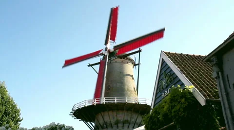 Old windmill in small Dutch town Sluis. Stock Footage 41604059