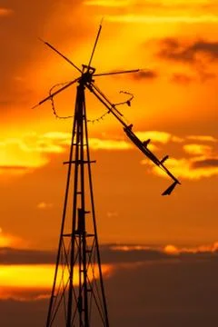Old Windmill at Sundown Foto stock
