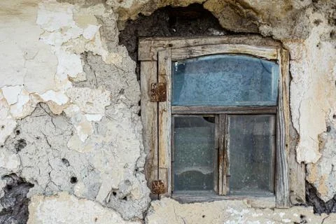 Old window in an abandoned house Stock Photos