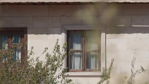 Old window, architecture and natural beauty in bright sunlight Stock Footage 336806505
