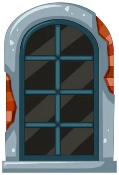Old window with bricks frame Stock Illustration