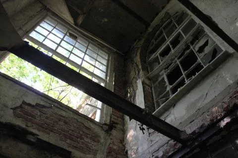 Old Window with broken glass Stock Photos