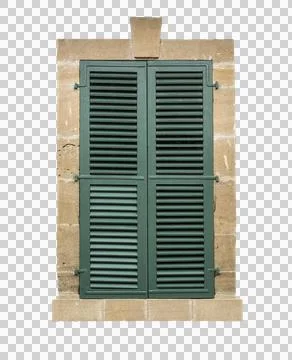Old  window with closed shutters Stock Photos