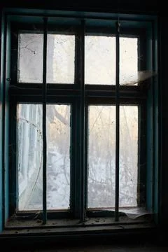 Old window with cobweb Stock Photos