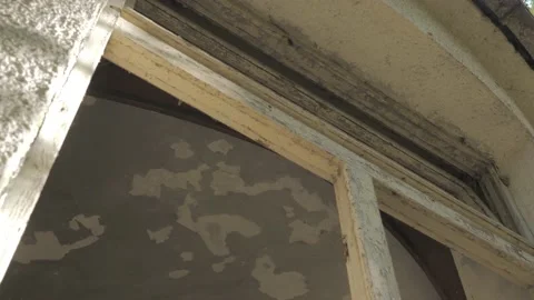 Old window frame without glass Stock Footage 163767632