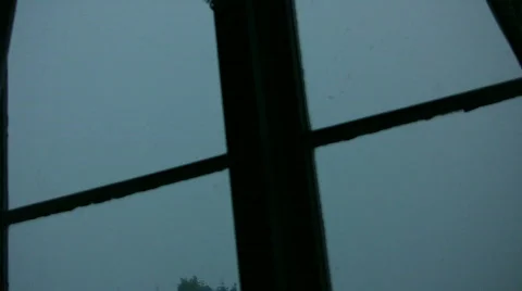 Old window with horror lightning Stock Footage 856097