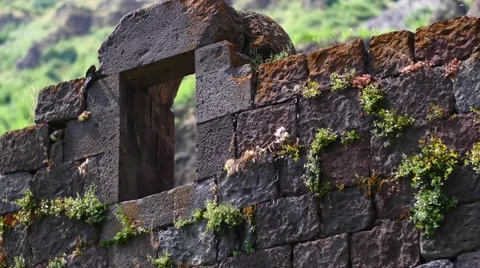 Old Window from a Monastry Wall Stock-Footage 53232688