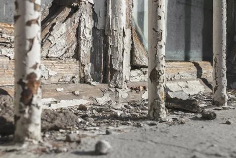 Old window with peeling paint Stock Photos