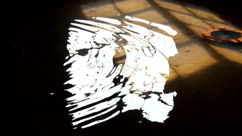 An old window is reflected in water, 4K Stock Footage 158515136