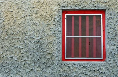 Old Window with Stucco Background. Stock Photos