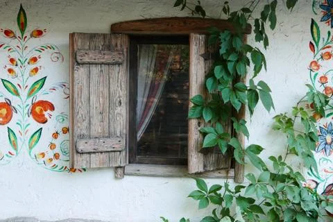 Old windows on the house Stock Photos