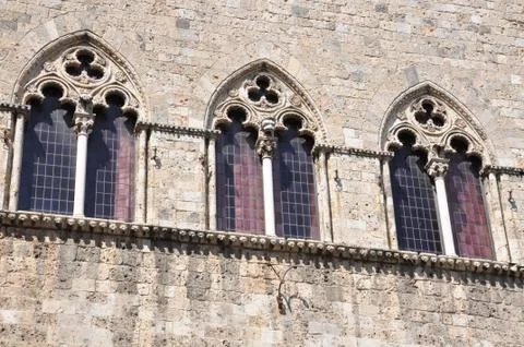 Old windows on stone wall Stock-Fotos