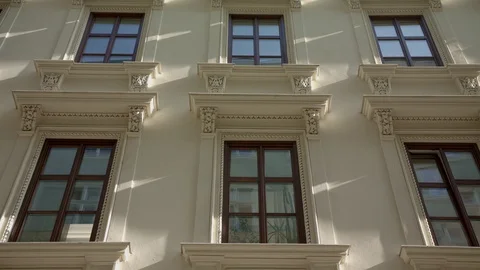 Old windows Vienna – tracking shot – medium shot Stock Footage 104461312