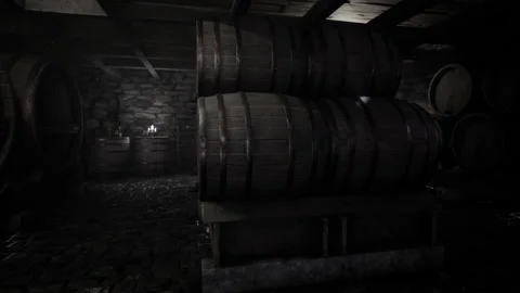 Old Wine barrels in cellar Stock-Footage 163045011