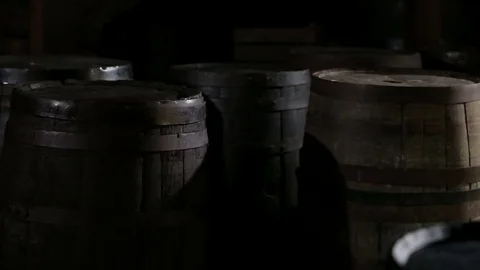 Old wine casks in the rum factory in La Habana, Cuba Stockbeeldmateriaal 76849429