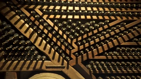 Old wine in the underground vault Video stock 107830573