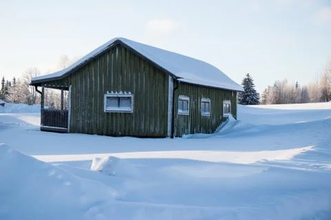 Old winter barn Stock Photos