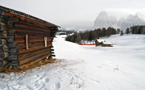Old winter cottage Stock Photos