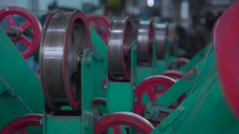 Old Wire Cable Machine in green and purple Video stock 248524191