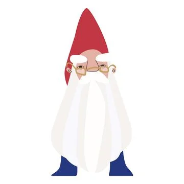 An old wise dwarf wizard in crooked glasses with a long gray beard, lush gray Stock-Illustration