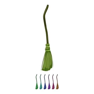 Old witch broom cartoon vector graphic Stock Illustration