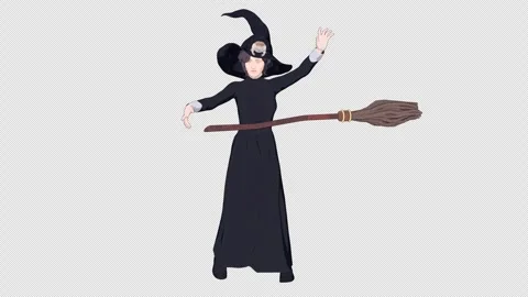 Old Witch Enchanting Her Broomstick To Fly Stock Footage 346563895