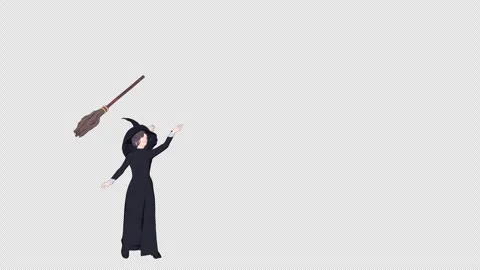 Old Witch Summoning Her Broomstick Animation Stock Footage 346486836