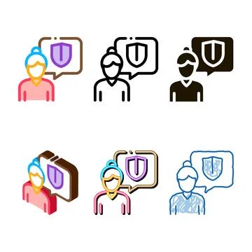 Old woman shield icon vector looks outline Stock Illustration