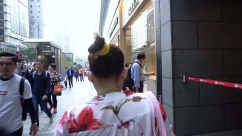 Old woman walking on sidewalk Stock Footage 92167053