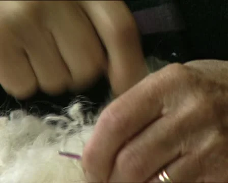 OLD WOMAN'S hands knitting wool 動画素材 12407568