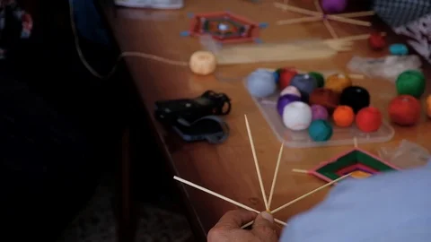 Old women and men do crafts. Lifestyle of senior people after retirement. Hobby Stock Footage