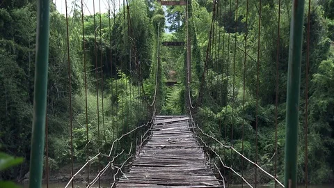 Old wood bridge Stock Footage 123580467