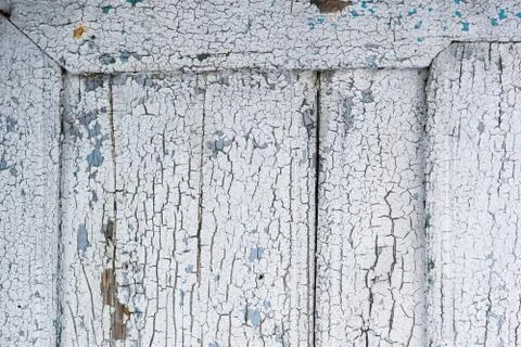 Old wood frame with destroyed surface white paint.. Stock Photos