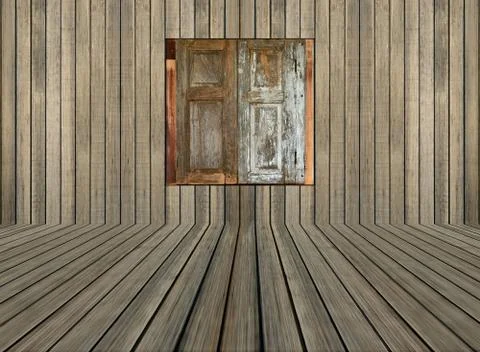 Old wood window on wall for background Stock-Fotos