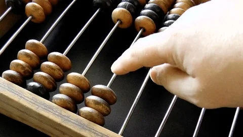 Old wooden abacus Stock Footage