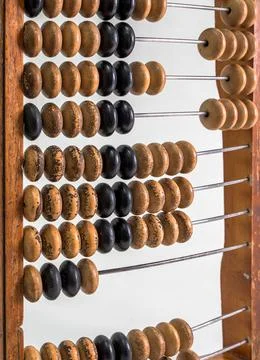 Old wooden abacus on pure white background Foto stock