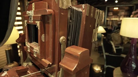 Old wooden camera Stock Footage 113436837